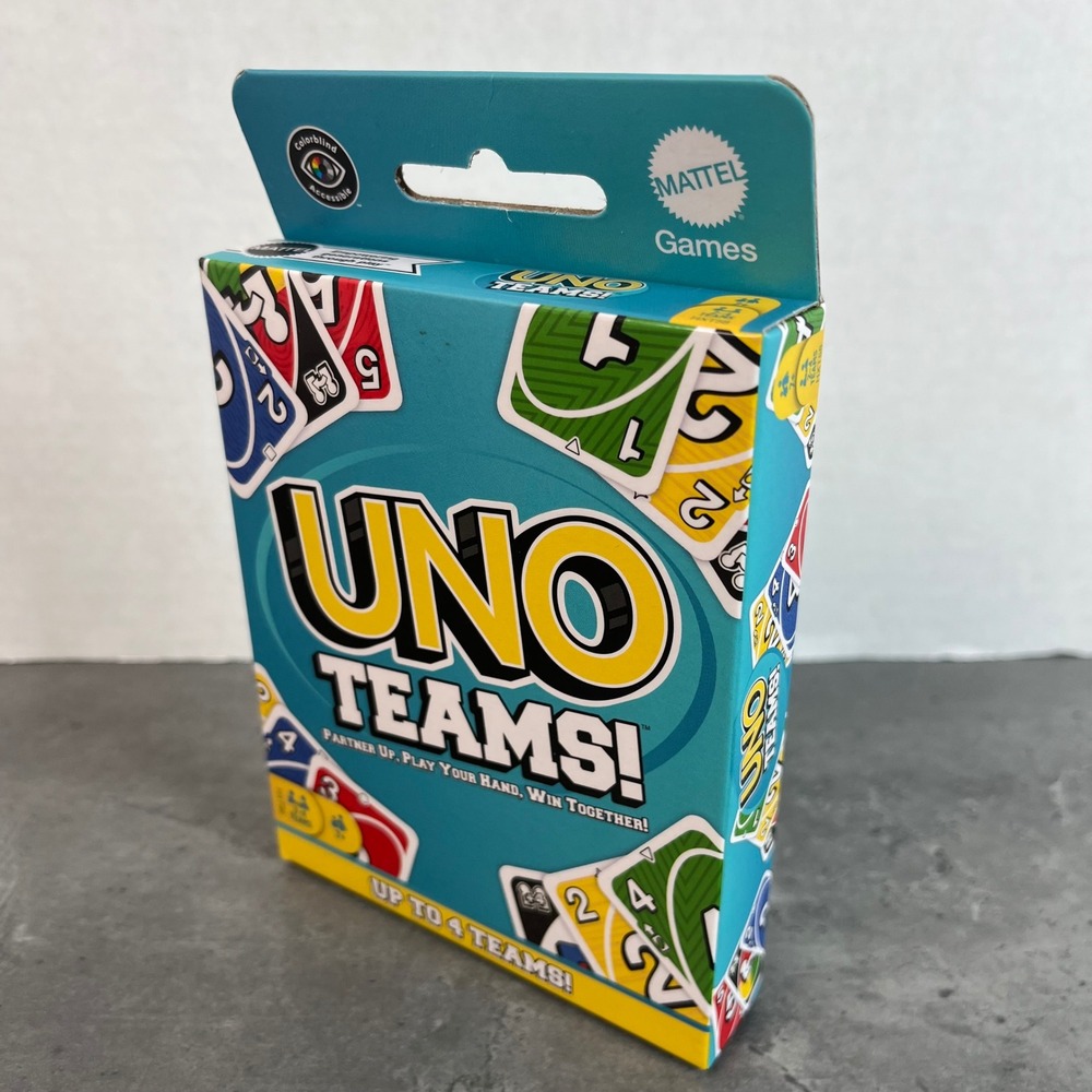 UNO Teams Card Game Mattel Partner Up Play Your Hand Win Together Ages 7 Sealed‎